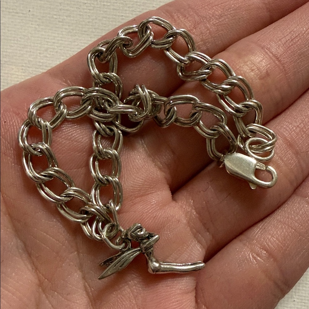 Disney Tinkerbell Sterling Silver 925 Charm Bracelet 7’